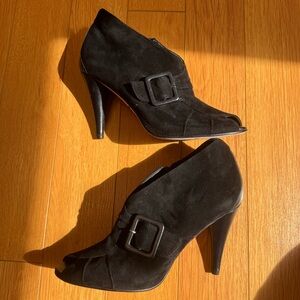 Vaneli Suede Peep Toe Heels